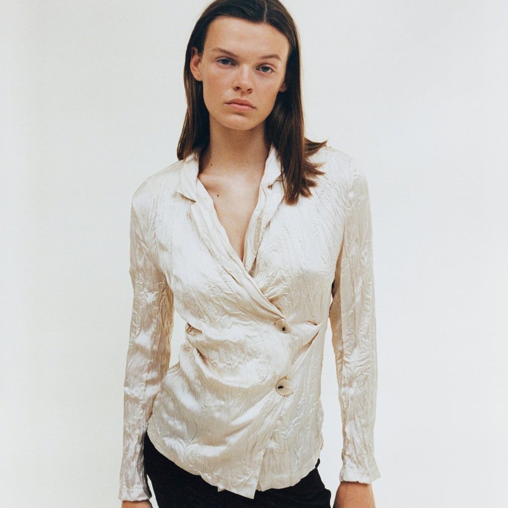Zara Wrinkled Satin Effect Jacket